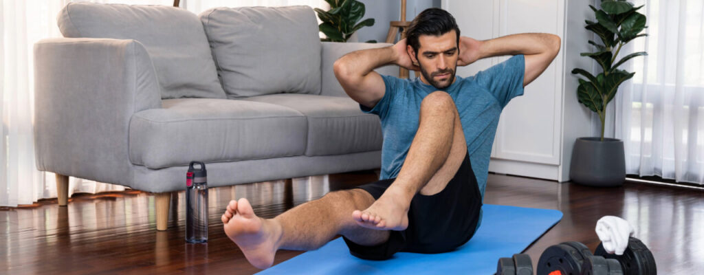 A client does strengthening exercises to support good posture at Strive.